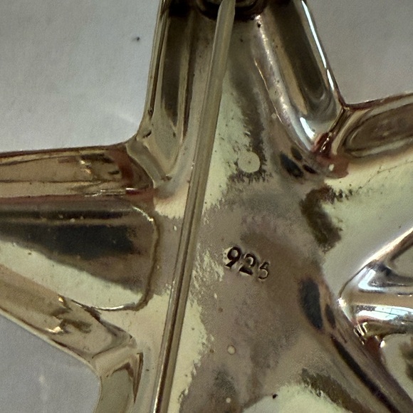 Vintage 925 Sterling Silver Star Starfish Brooch Jewelry Women’s Puffy - Picture 8 of 10